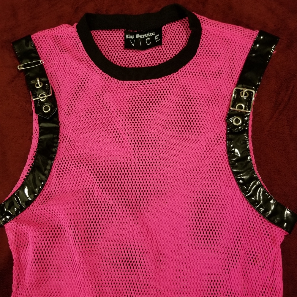 Nwot Lip Service Hot Pink Fishnet Dress